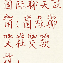 国际聊天应用(国际聊天社交软件)