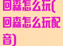 回森怎么玩(回森怎么玩配音)