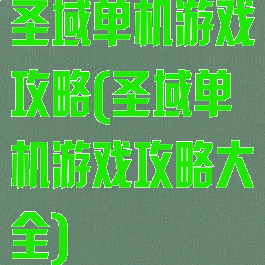 圣域单机游戏攻略(圣域单机游戏攻略大全)