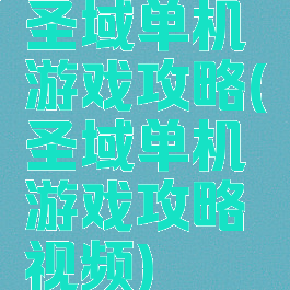 圣域单机游戏攻略(圣域单机游戏攻略视频)