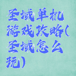 圣域单机游戏攻略(圣域怎么玩)