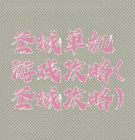 圣域单机游戏攻略(圣域攻略)