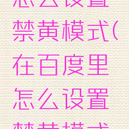 在百度里怎么设置禁黄模式(在百度里怎么设置禁黄模式平板)