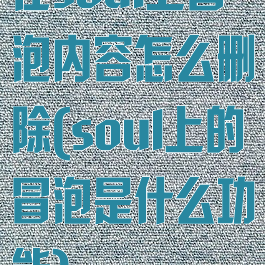 在soul上冒泡内容怎么删除(soul上的冒泡是什么功能)