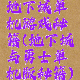 地下城单机游戏秘籍(地下城与勇士单机版秘籍)