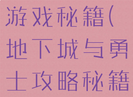 地下城单机游戏秘籍(地下城与勇士攻略秘籍)