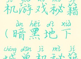 地下城单机游戏秘籍(暗黑地下城单机秘籍)