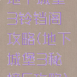 地下城堡3铃铛阁攻略(地下城堡3秘境5攻略)