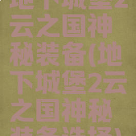 地下城堡2云之国神秘装备(地下城堡2云之国神秘装备选择)