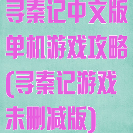 寻秦记中文版单机游戏攻略(寻秦记游戏未删减版)