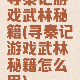 寻秦记游戏武林秘籍(寻秦记游戏武林秘籍怎么用)