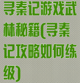 寻秦记游戏武林秘籍(寻秦记攻略如何练级)