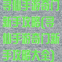 寻仙手游奇门新手攻略(寻仙手游奇门新手攻略大全)