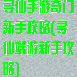 寻仙手游奇门新手攻略(寻仙端游新手攻略)