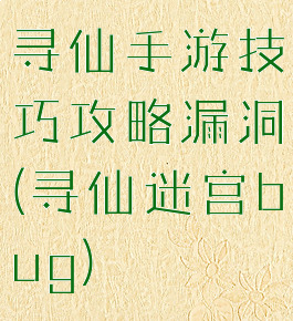 寻仙手游技巧攻略漏洞(寻仙迷宫bug)