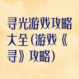 寻光游戏攻略大全(游戏《寻》攻略)