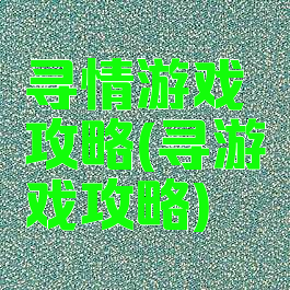 寻情游戏攻略(寻游戏攻略)