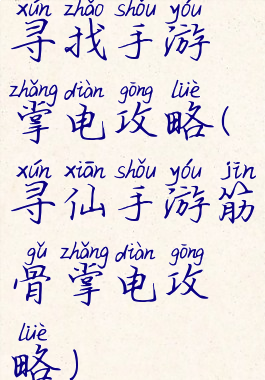 寻找手游掌电攻略(寻仙手游筋骨掌电攻略)