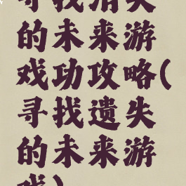 寻找消失的未来游戏功攻略(寻找遗失的未来游戏)