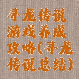 寻龙传说游戏养成攻略(寻龙传说总结)