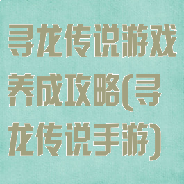 寻龙传说游戏养成攻略(寻龙传说手游)