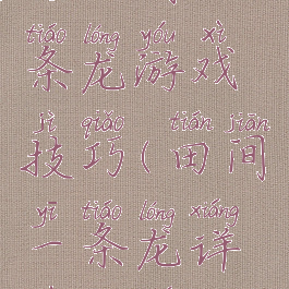 完田间一条龙游戏技巧(田间一条龙详细规则)