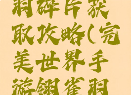 完美世界手游翎雀羽碎片获取攻略(完美世界手游翎雀羽碎片获取攻略视频)