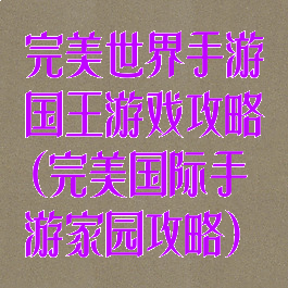 完美世界手游国王游戏攻略(完美国际手游家园攻略)