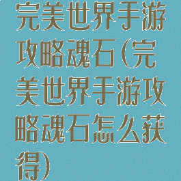 完美世界手游攻略魂石(完美世界手游攻略魂石怎么获得)