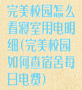 完美校园怎么看寝室用电明细(完美校园如何查宿舍每日电费)