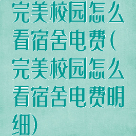 完美校园怎么看宿舍电费(完美校园怎么看宿舍电费明细)