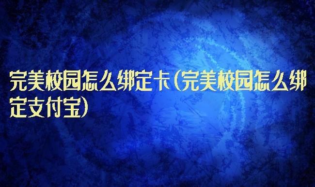 完美校园怎么绑定卡(完美校园怎么绑定支付宝)