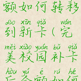 完美校园补卡后余额如何转移到新卡(完美校园补卡后余额如何转移到新卡上)