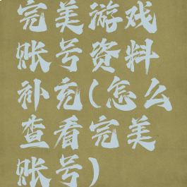 完美游戏账号资料补充(怎么查看完美账号)