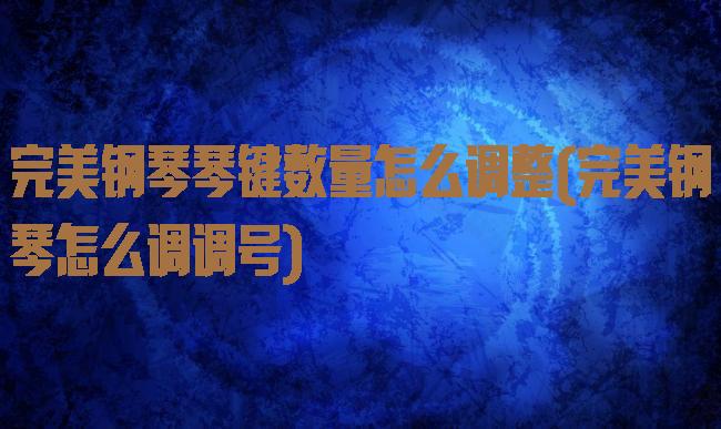 完美钢琴琴键数量怎么调整(完美钢琴怎么调调号)