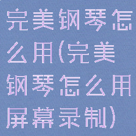 完美钢琴怎么用(完美钢琴怎么用屏幕录制)