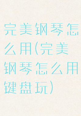 完美钢琴怎么用(完美钢琴怎么用键盘玩)