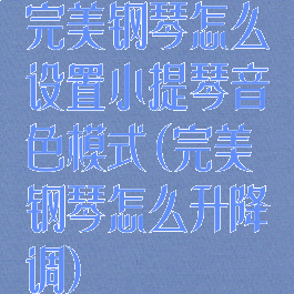 完美钢琴怎么设置小提琴音色模式(完美钢琴怎么升降调)
