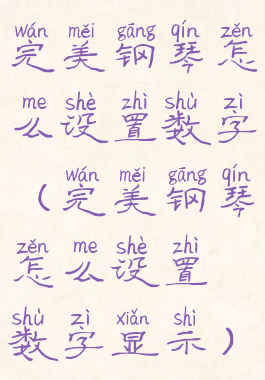 完美钢琴怎么设置数字(完美钢琴怎么设置数字显示)