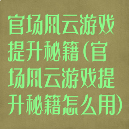 官场风云游戏提升秘籍(官场风云游戏提升秘籍怎么用)