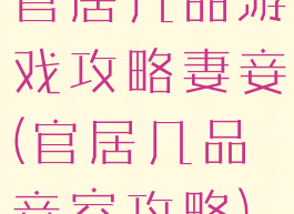 官居几品游戏攻略妻妾(官居几品妾室攻略)