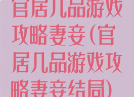 官居几品游戏攻略妻妾(官居几品游戏攻略妻妾结局)