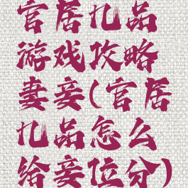 官居几品游戏攻略妻妾(官居几品怎么给妾位分)