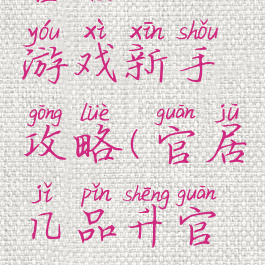 官居几品游戏新手攻略(官居几品升官攻略)