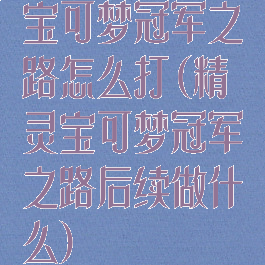 宝可梦冠军之路怎么打(精灵宝可梦冠军之路后续做什么)