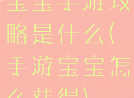 宝宝手游攻略是什么(手游宝宝怎么获得)
