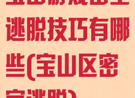 宝山游戏密室逃脱技巧有哪些(宝山区密室逃脱)
