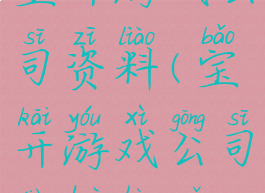 宝开游戏公司资料(宝开游戏公司电话号码)