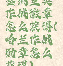 塞纳里奥作战徽章怎么获得(哈兰作战勋章怎么获得)