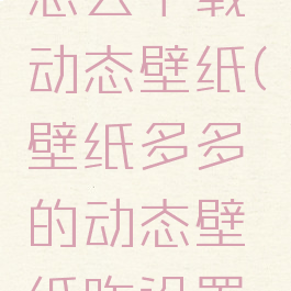 壁纸多多怎么下载动态壁纸(壁纸多多的动态壁纸咋设置的)